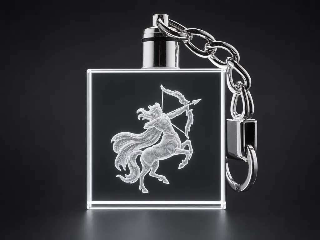 Schlüsselanhänger mit Sternzeichen Schütze Motiv aus Glas