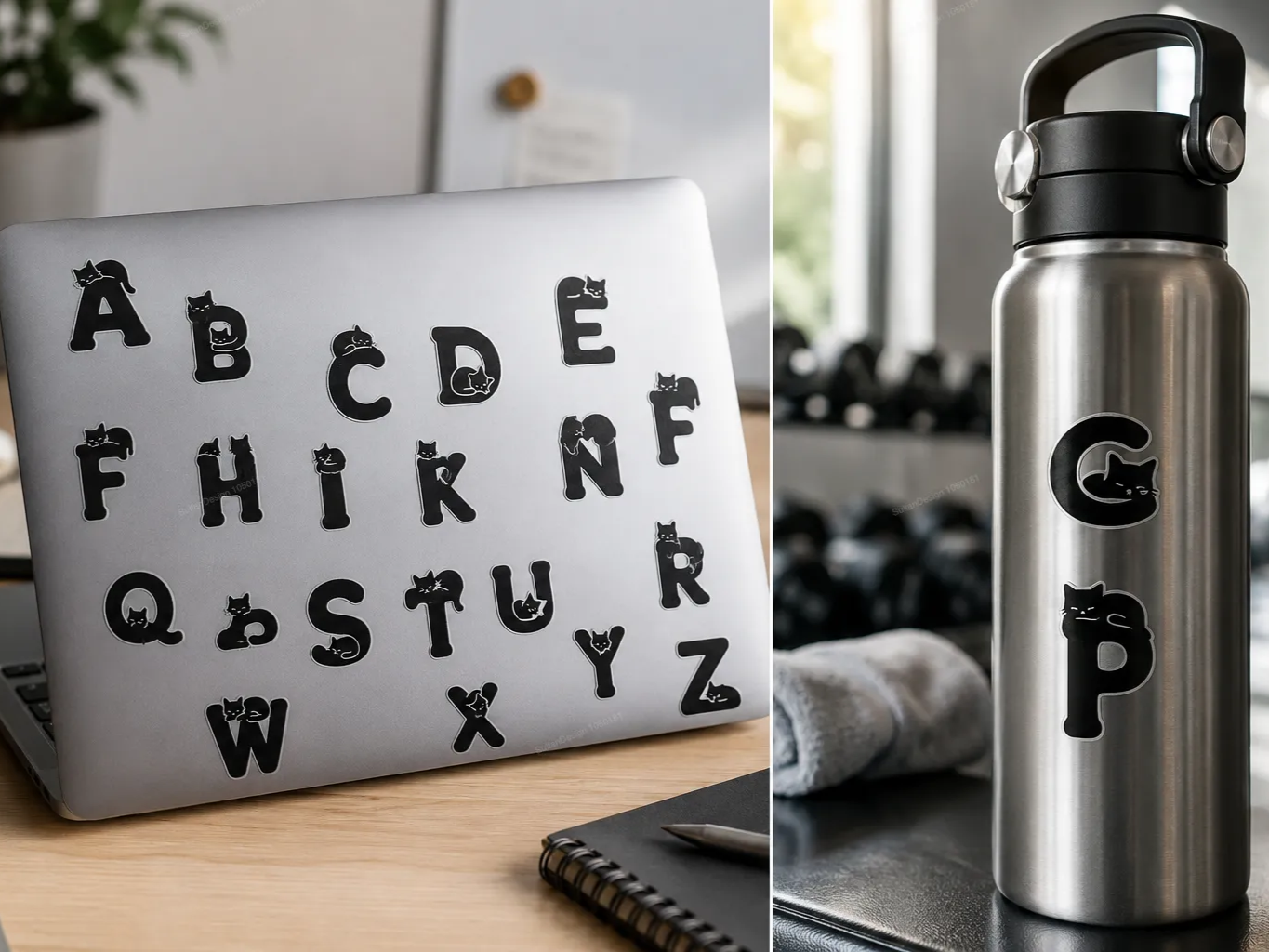 Black Cat Alphabet Letter Stickers