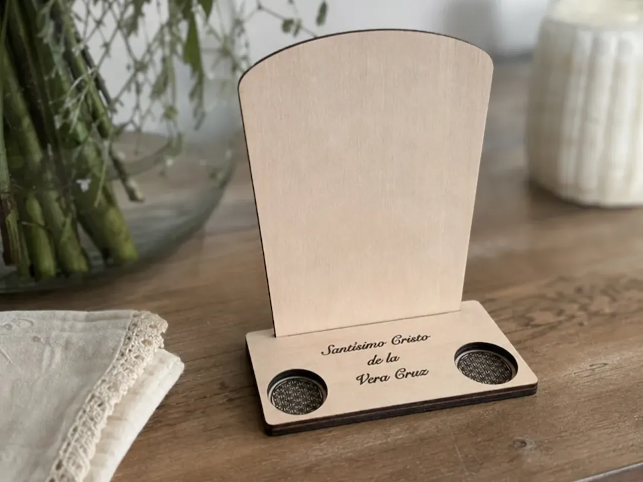 [Laser cut and engrave,Inkjet printing] Soporte de madera para medallas del Santísimo Cristo de la Vera Cruz