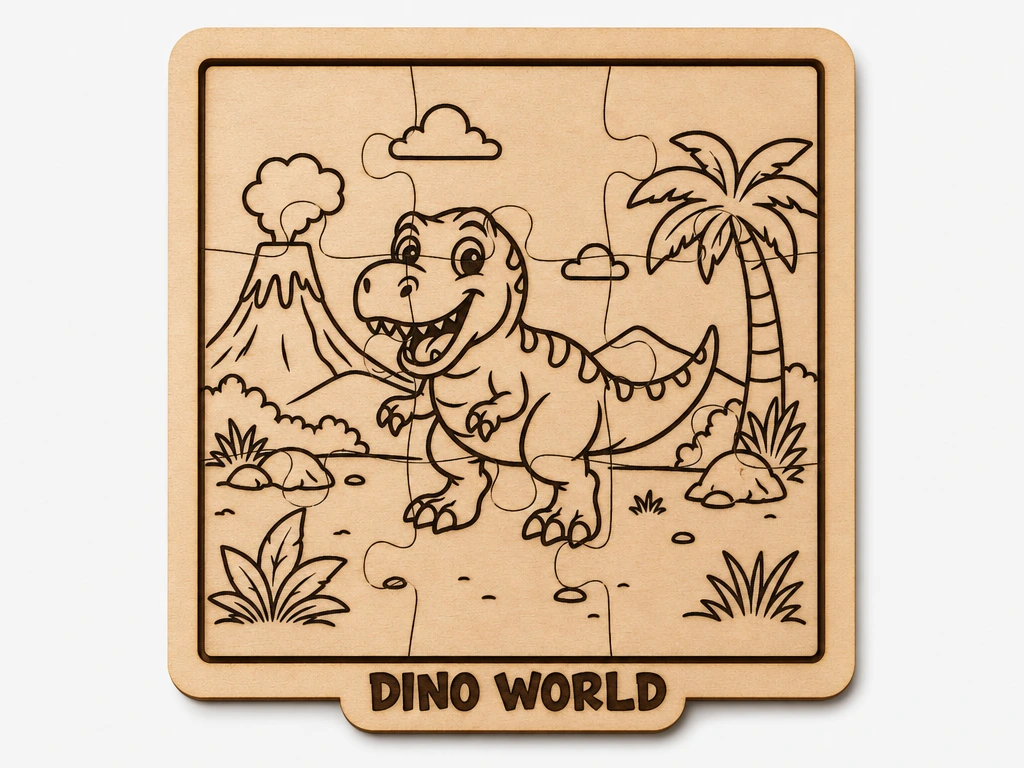 Dino World T-Rex Puzzle for Kids | Wooden Coloring Activity | Educational Montessori Style Jigsaw | Fun Dinosaur Gift for Boys & Girls