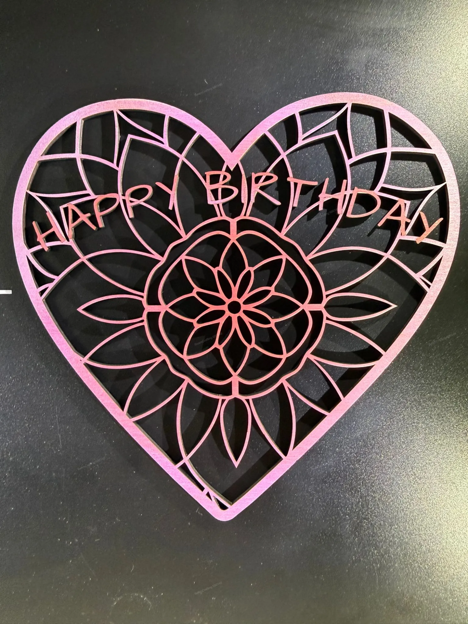 [Laser cut and engrave,Inkjet printing] Colored Plywood Birthday Heart Ornament