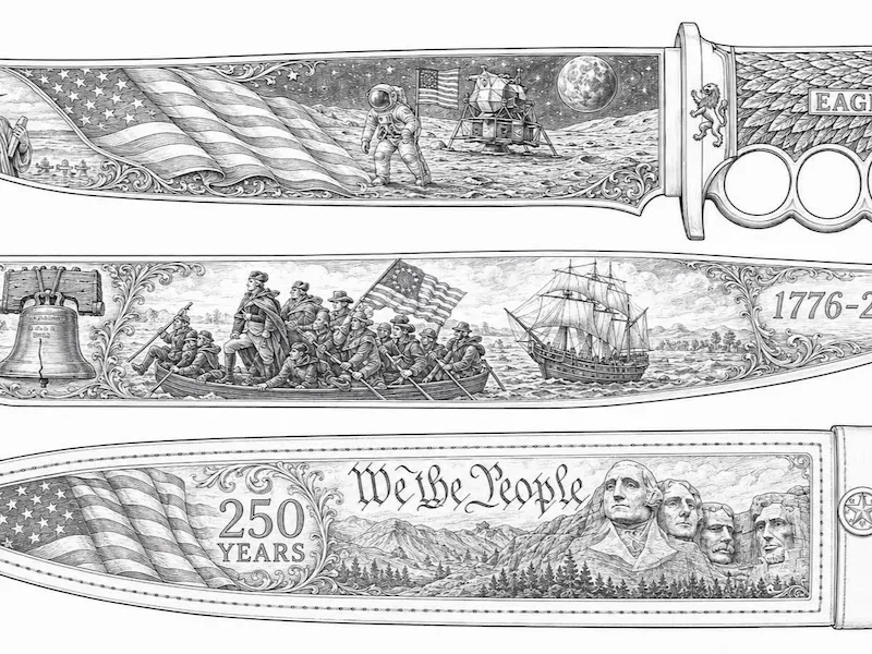 Commemorative American History Themed Knife Art