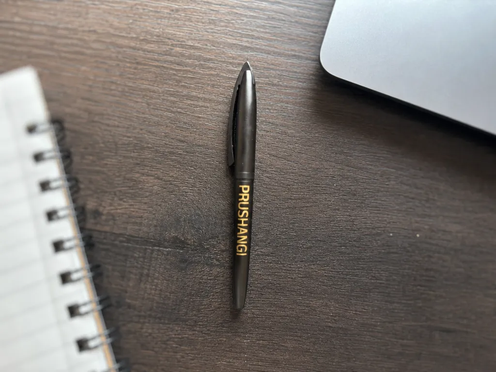 Black ballpoint pen with Prushangi name personalization