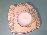 [Laser cut and engrave] Cat Shaped Wooden Coin Display Holder with Floral Accents