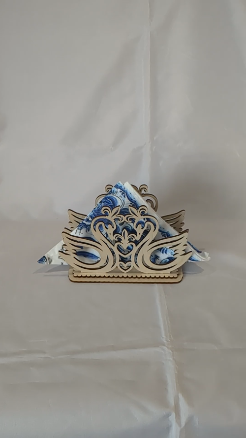 [Laser cut and engrave] Gift Napkins Holder Swan Laser Cut Template, Holiday Table Design, Laser Cutting Model
