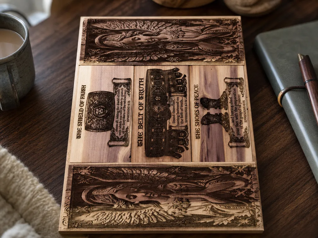 Armor of God Wooden Wall Plaque with Biblical Scripture Verses