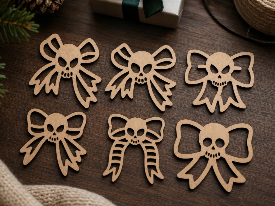 Skull and Bow Shaped Holiday Ornaments