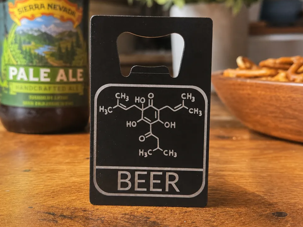 Beer Bottle Opener with Beer Molecular Structure