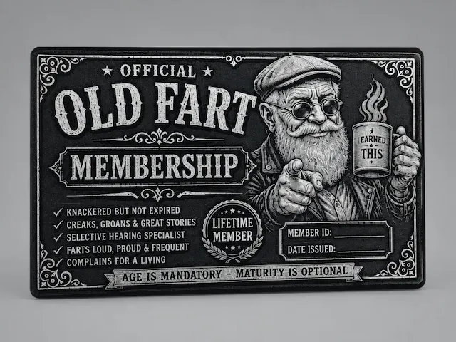 Official Old Fart Membership Novelty Card Sign
