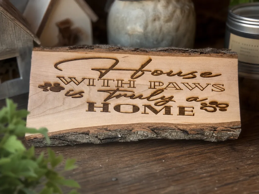 A House With Paws Is Truly A Home Live Edge Wood Sign