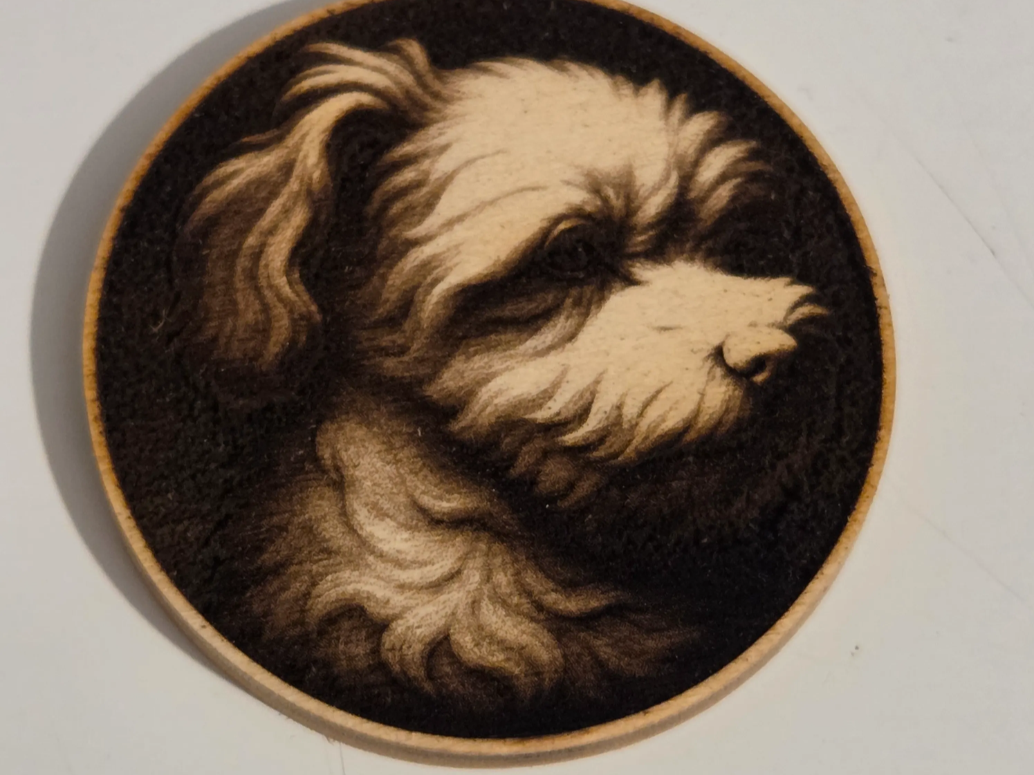 Engraved Dog Portrait on Balsa Wood