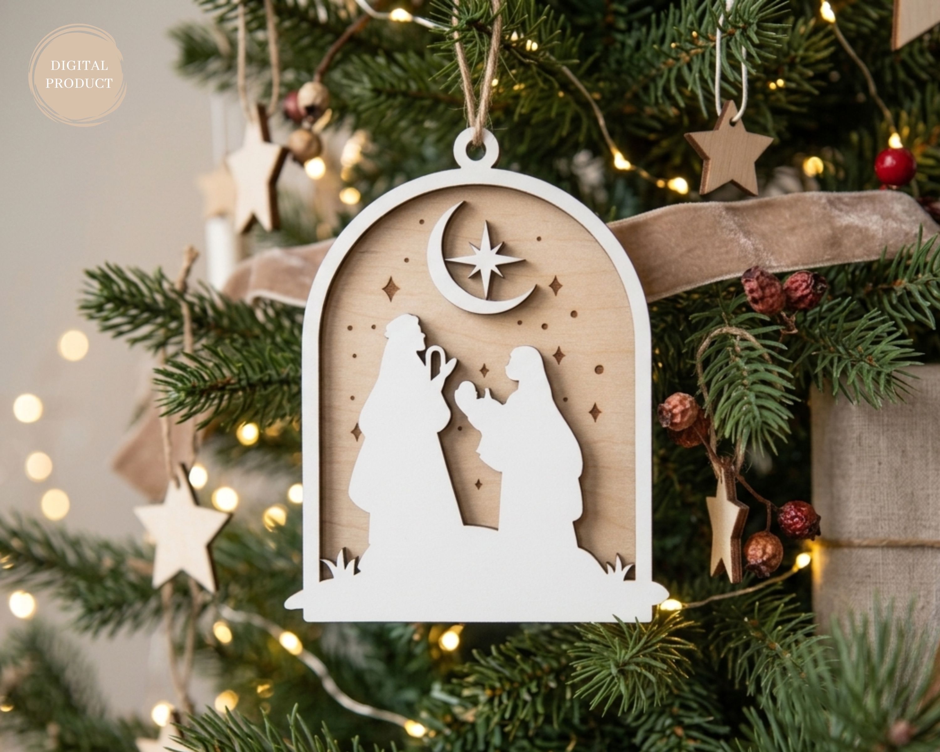 [Laser cut and engrave] Nativity Scene Ornaments SVG Bundle