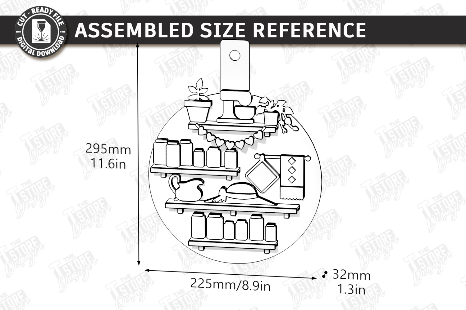 [Laser cut and engrave] Miniature Kitchen Scene Wall Hanging Cutting Board Decor Laser Cut Bundle. Mini Kitchen. Home Decor
