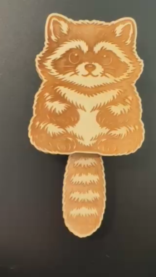 [Laser cut and engrave] Raccoon Shaped Wooden Wall Hanging
