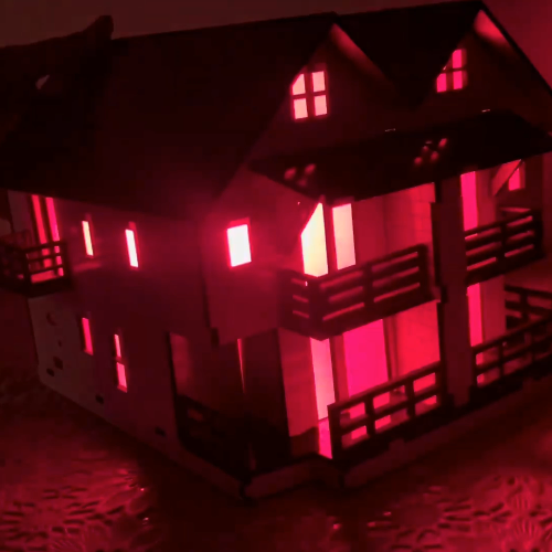 [Laser cut and engrave] Miniature Wooden House | House Model Wooden Craft | Dollhouse SVG | Night Lamp Laser Cut File