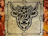 [Laser cut and engrave] Wooden Keepsake Box Featuring Floral Highland Cow Illustration