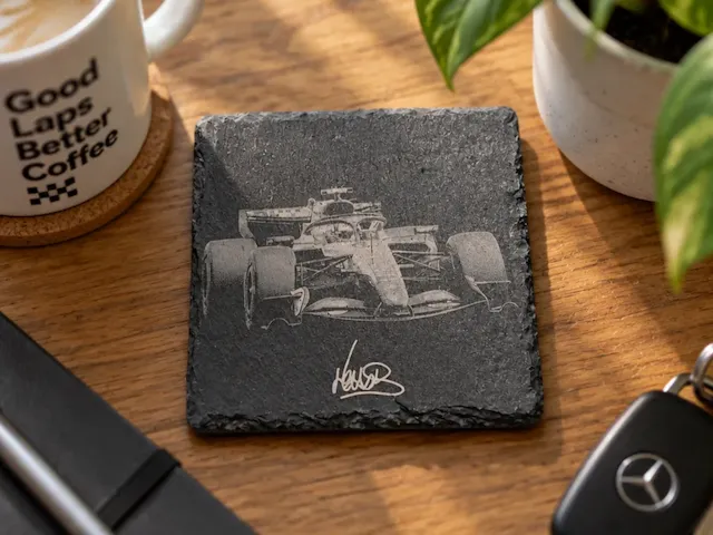 Formula 1 Race Car Slate Coaster with Lando norris Signature