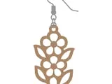 [Laser cut and engrave] Floral Wooden Dangle Earring with Cutout Flower Motif