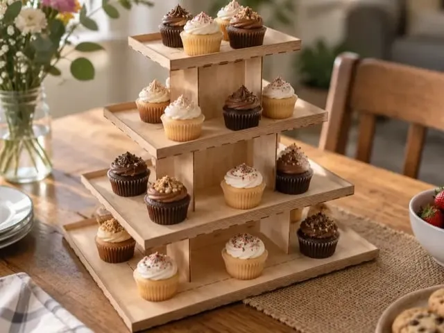 Expositor de madera de cuatro niveles