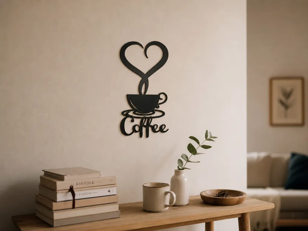 Décoration murale en forme de tasse de café avec cœur