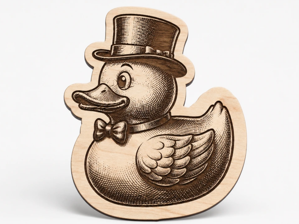 Rubber Duck Wearing a Top Hat and Bow Tie Wall Hanging