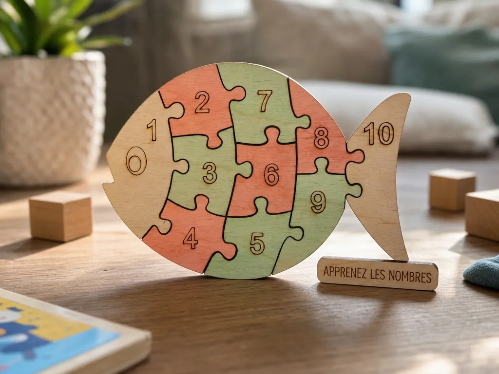 Puzzle éducatif en forme de poisson pour apprendre les nombres