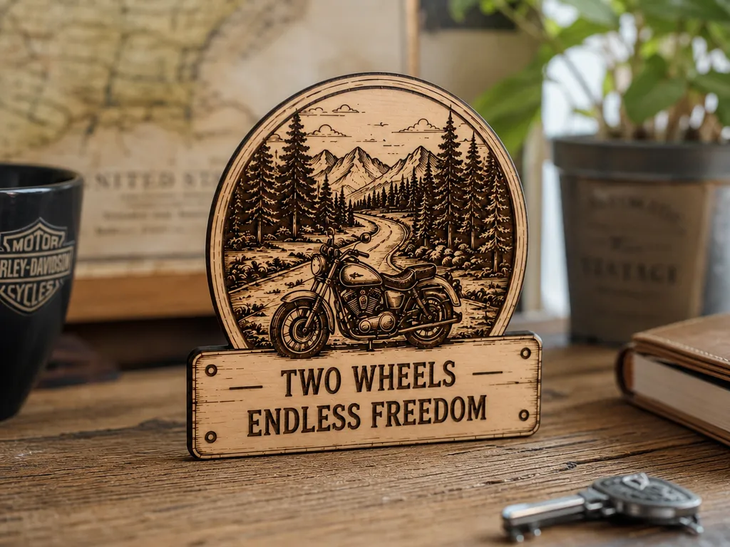 Two Wheels Endless Freedom - Motorcycle Adventure Wooden Sign | Laser Cut
