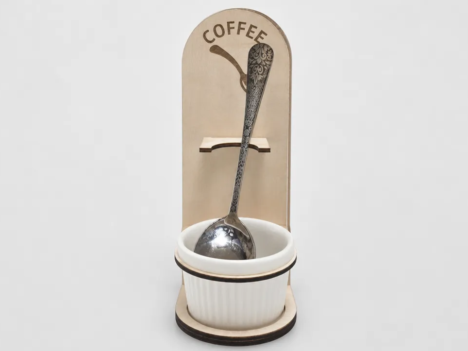 Vertical Spoon Holder with Ceramic Ramekin Stand