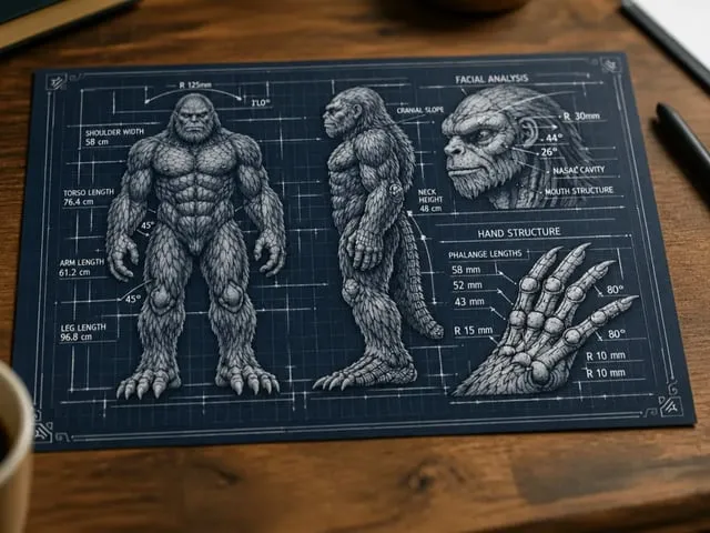 Bigfoot Anatomy Blueprint Technical Illustration Art Print