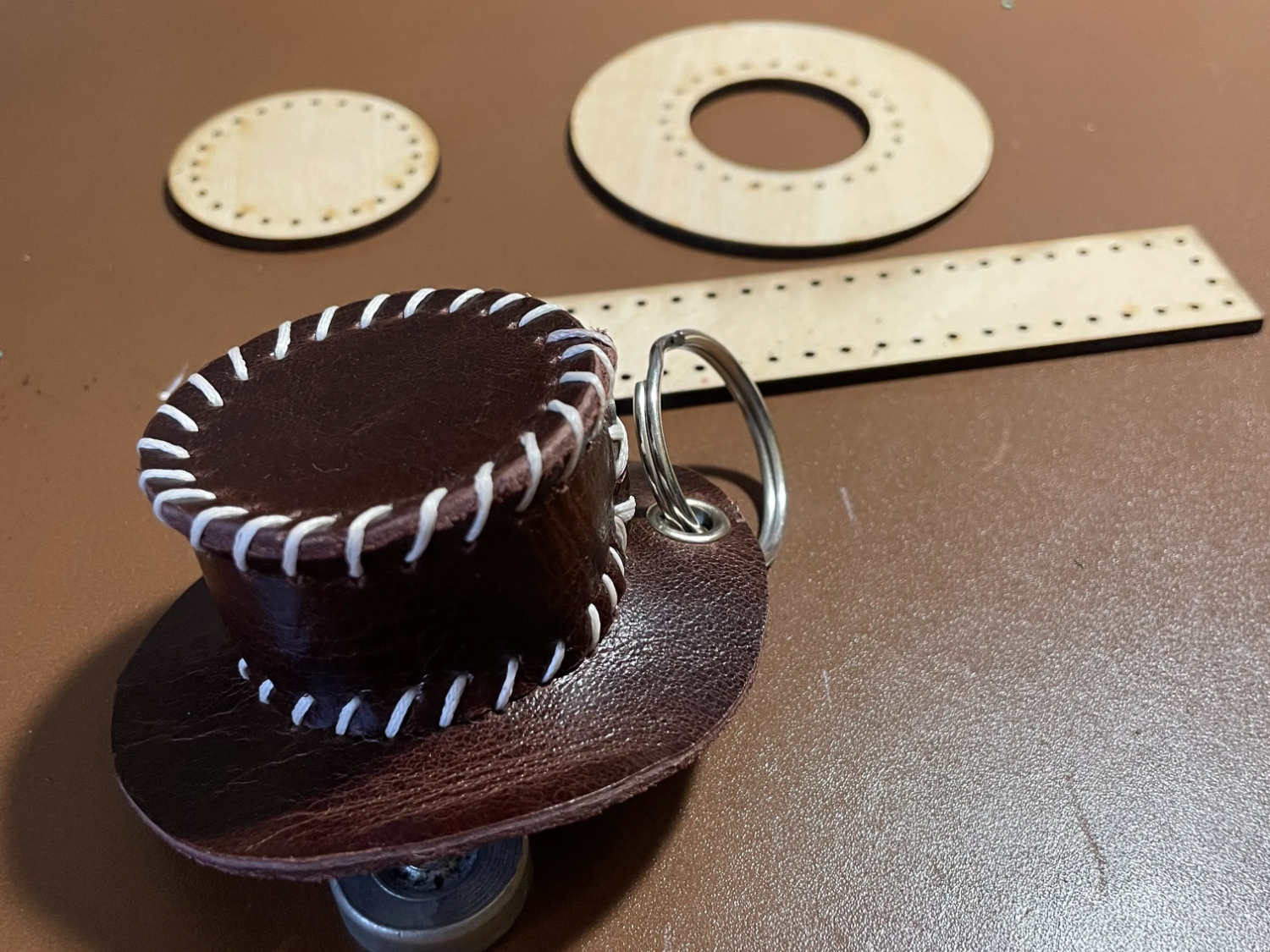 Miniature Leather Hat Keychain custom leather keychain idea