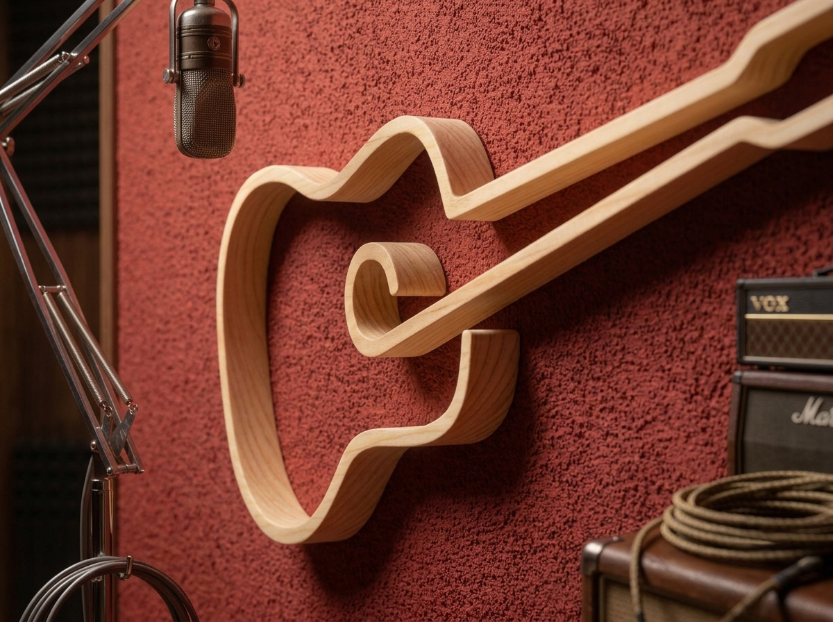 [Laser cut and engrave] Sagoma stilizzata di chitarra in legno da parete