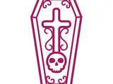 [Laser cut and engrave,UV printing,Heat Press] Matte Black Tumbler with Pink Coffin and Skull Graphic