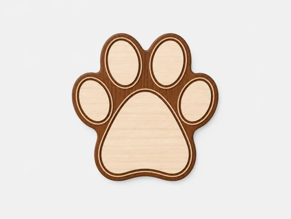 Wooden Paw Print Wall Sign - Laser Cutting Design