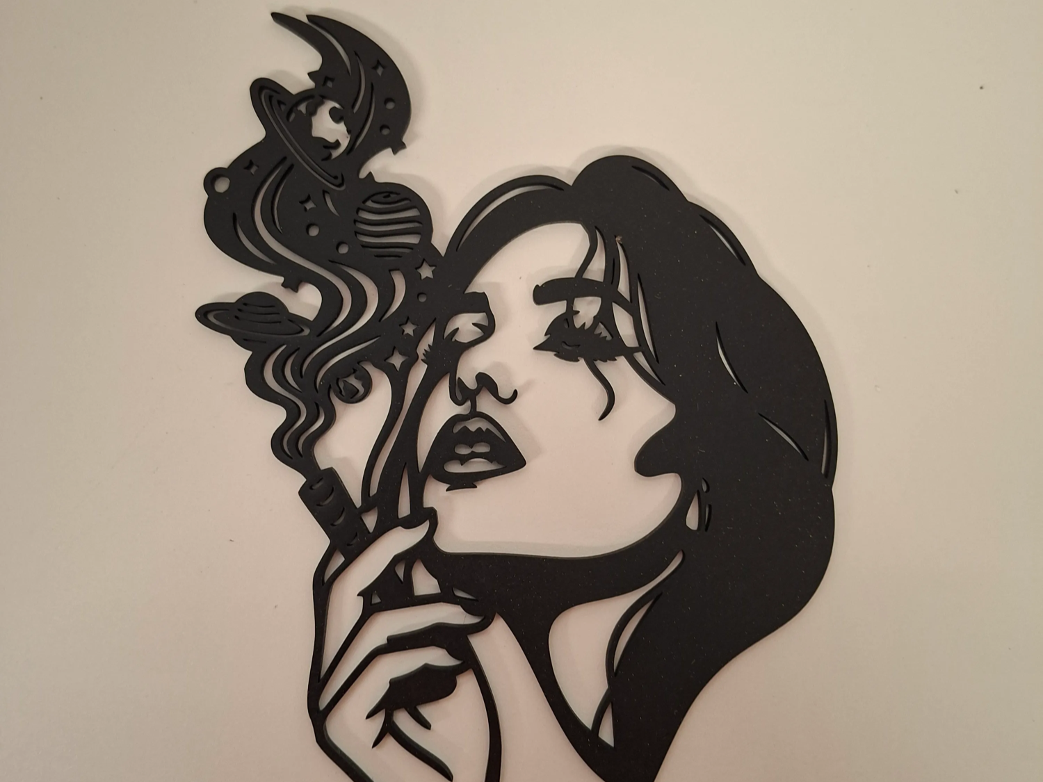 Woman with Cosmic Smoke Wall Art Silhouette