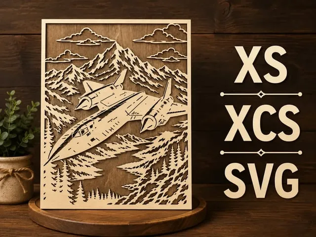 SR-71 Blackbird jet flying over mountain landscape wall art