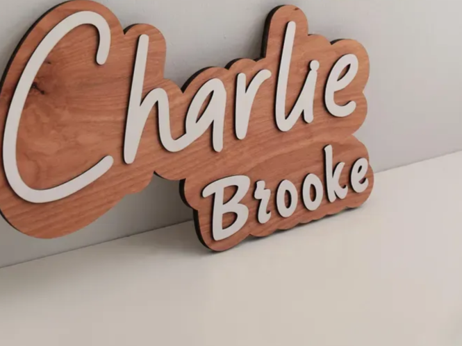 Cut out name sign with offset
