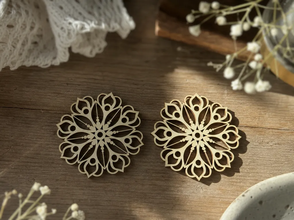 Ohrringe Mandala Boho Holz