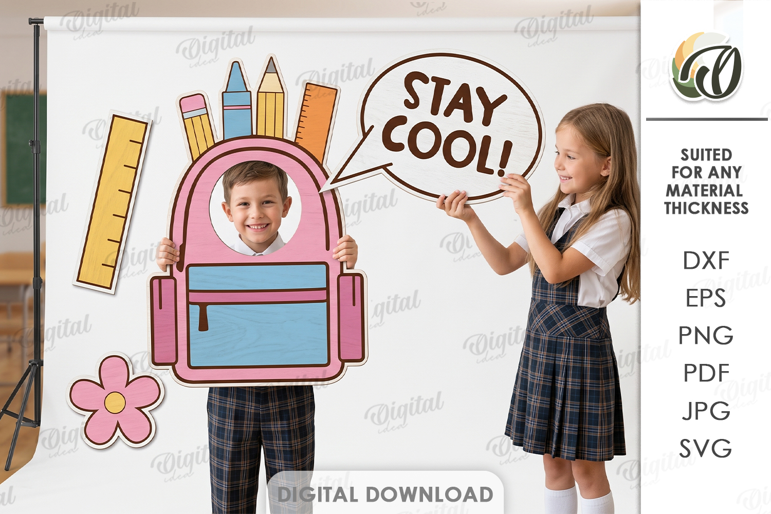 [Laser cut and engrave] Back To School Photo Booth Props Bundle. Classroom Photo Zone Sign Laser Cut Files. First Day of School. Back to School SVG. Kids. Children