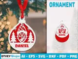 [Laser cut and engrave] Personalized Gnome Christmas Ornament with Tree Motif