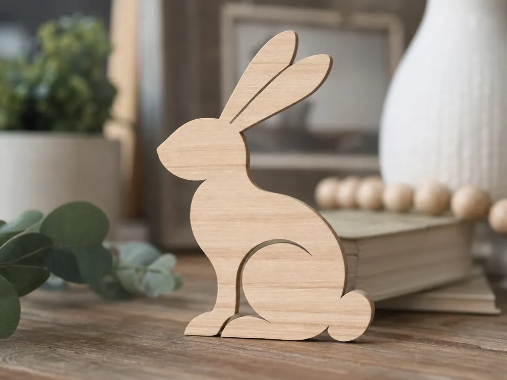 Wooden Easter Bunny Tabletop Figurine