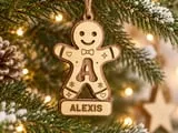 [Laser cut and engrave] Ornement de Noël en forme de bonhomme en pain d'épice avec initiale