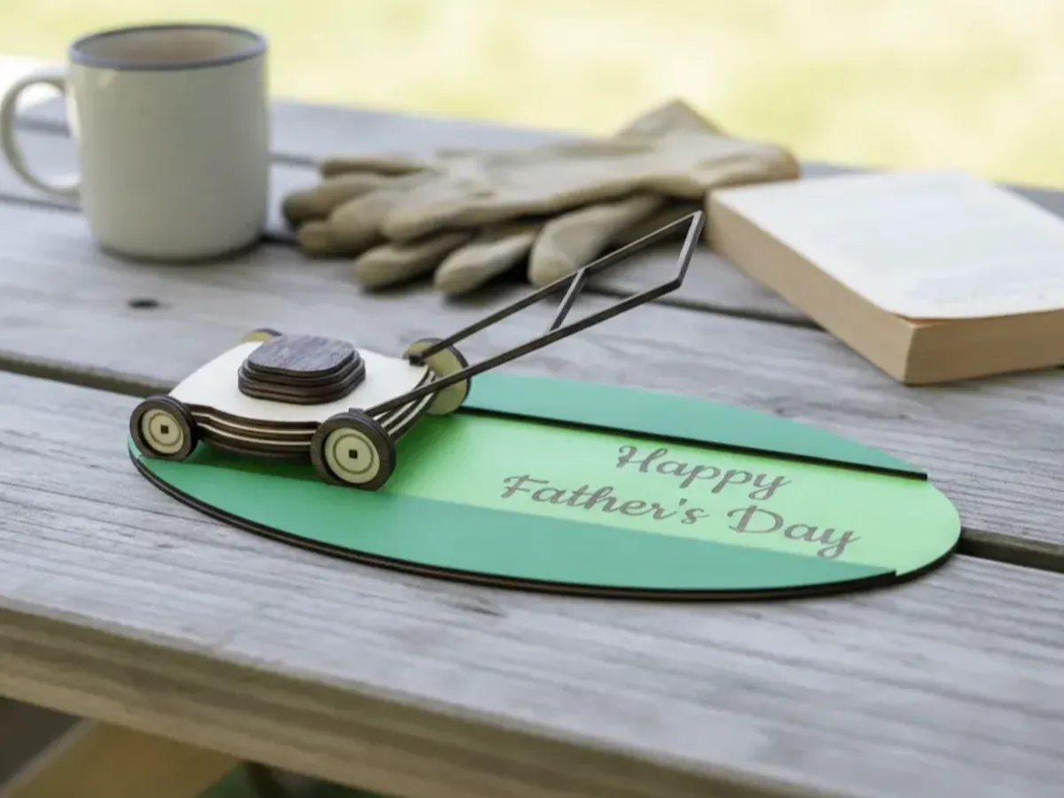 [Laser cut and engrave] Lawn Mower Father's Day Display