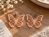 [Laser cut and engrave] Peach Butterfly Dangle Earrings