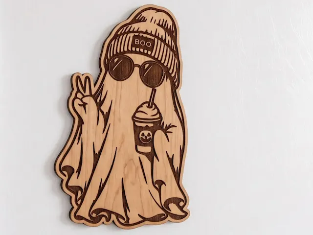 Ghost Wearing Beanie and Sunglasses Holding Iced Coffee magnets
