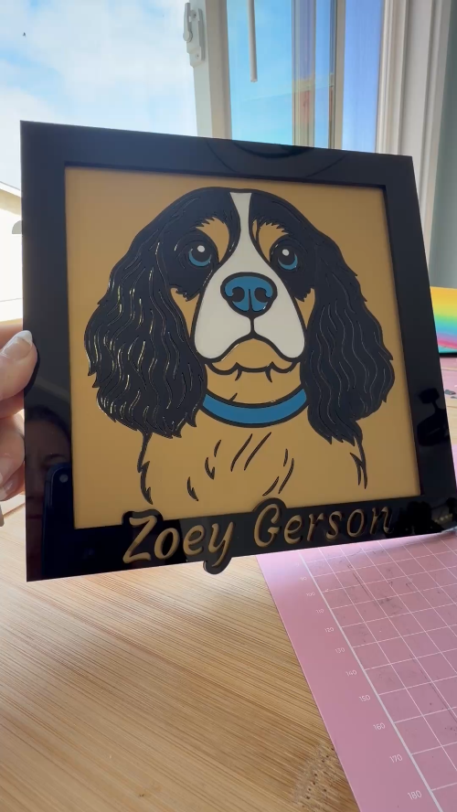 [Laser cut and engrave] Cavalier King Charles Spaniel Wall Art Portrait