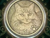[Laser cut and engrave] Медальон с рельефным изображением кошки и собаки