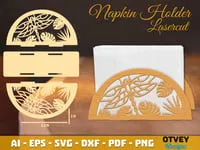 [Laser cut and engrave] Dragonfly Napkin Holder with Botanical Leaf Patterns