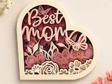 [Laser cut and engrave,Screen printing] Best Mom Heart Shaped Floral Wall Sign with Butterflies