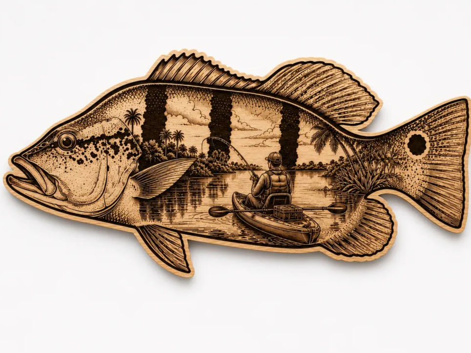 Peacock Bass Scenic Cut and Engrave