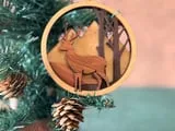 [Laser cut and engrave] Layered Wooden Deer and Mountain Christmas Ornament